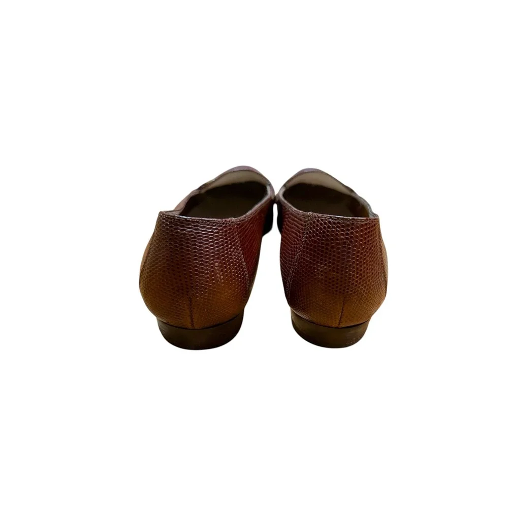 Salvatore Ferragamo Mens Lizard Embossed Leather Gancini Loafers Brown 9.5 2A/B